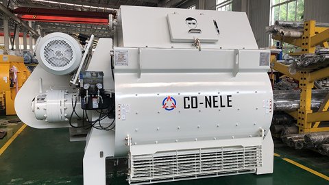 What is the relationship between the mixing tank times of the twin-shaft mixer